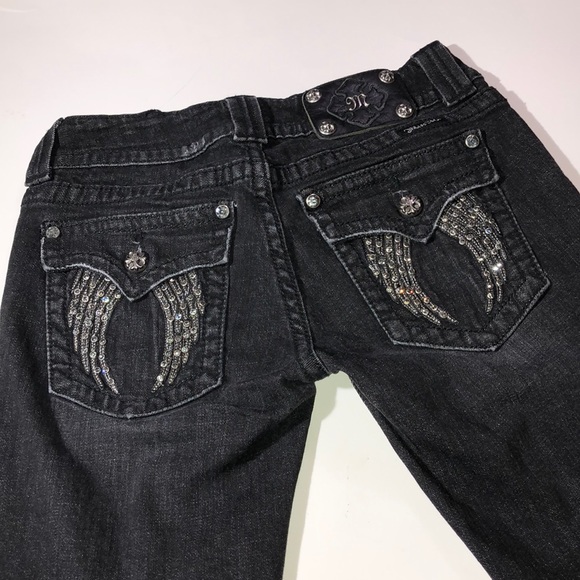 Miss Me Black Wash Bling Angel Wing Skinny Jeans - Picture 6 of 8